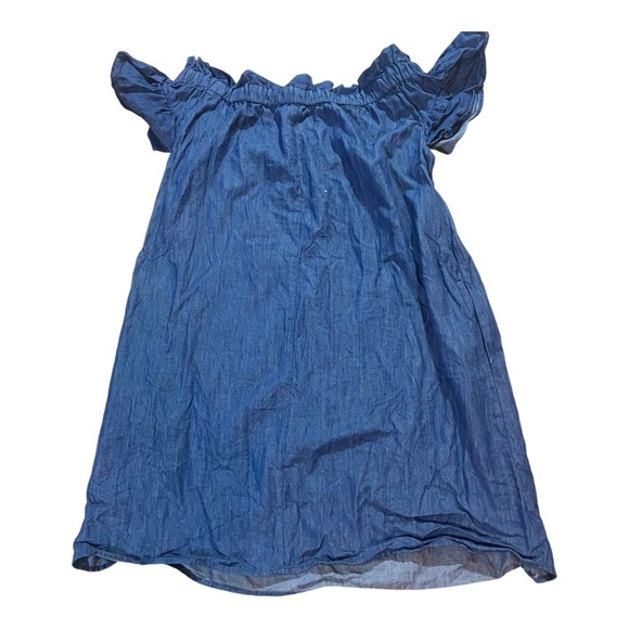 Anthro Corey Lynn Calter Chambray Off Shoulder Ruffle Dress XS 100% Cotton - Picture 3 of 5